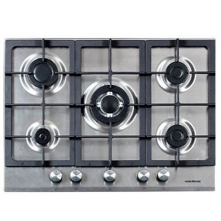 Picture of NordMende 70cm 5 x Burner Gas Hob 1 x Wok Burner Cast Iron Pan Supports Stainless Steel