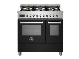 Picture of Bertazzoni Professional 90cm Range Cooker Twin Oven Dual Fuel Gloss Black