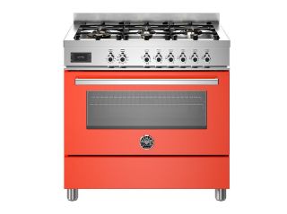 Picture of Bertazzoni Professional 90cm Range Cooker Single Oven Dual Fuel Gloss Orange